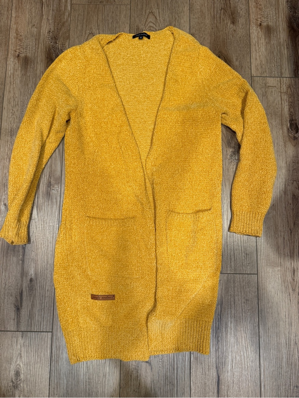 Simply Southern Open-Front Longline Cardigan in Mustard